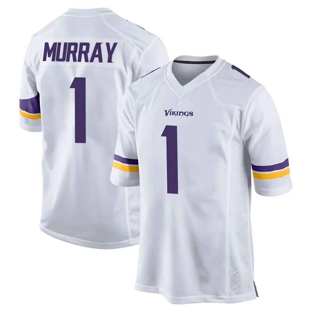 Blackjersey M.Vikings #1 Kyler Murray Player White Home Game Stitched Jerseys