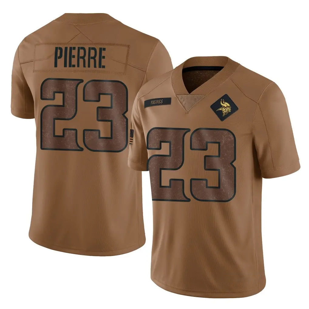 Blackjersey M.Vikings #23 James Pierre Player Brown Salute To Service Limited Stitched Jerseys