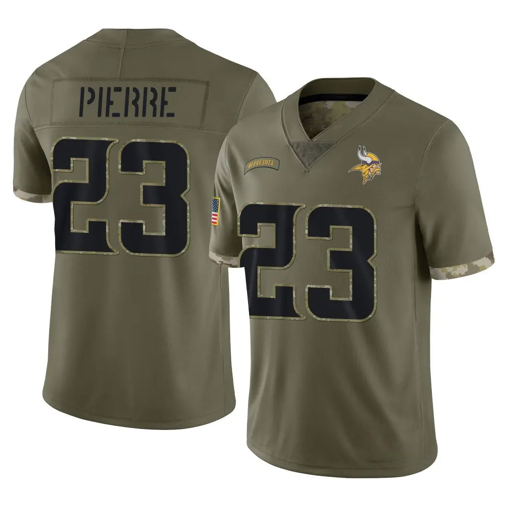 Blackjersey M.Vikings #23 James Pierre Player Olive Salute To Service Limited Stitched Jerseys