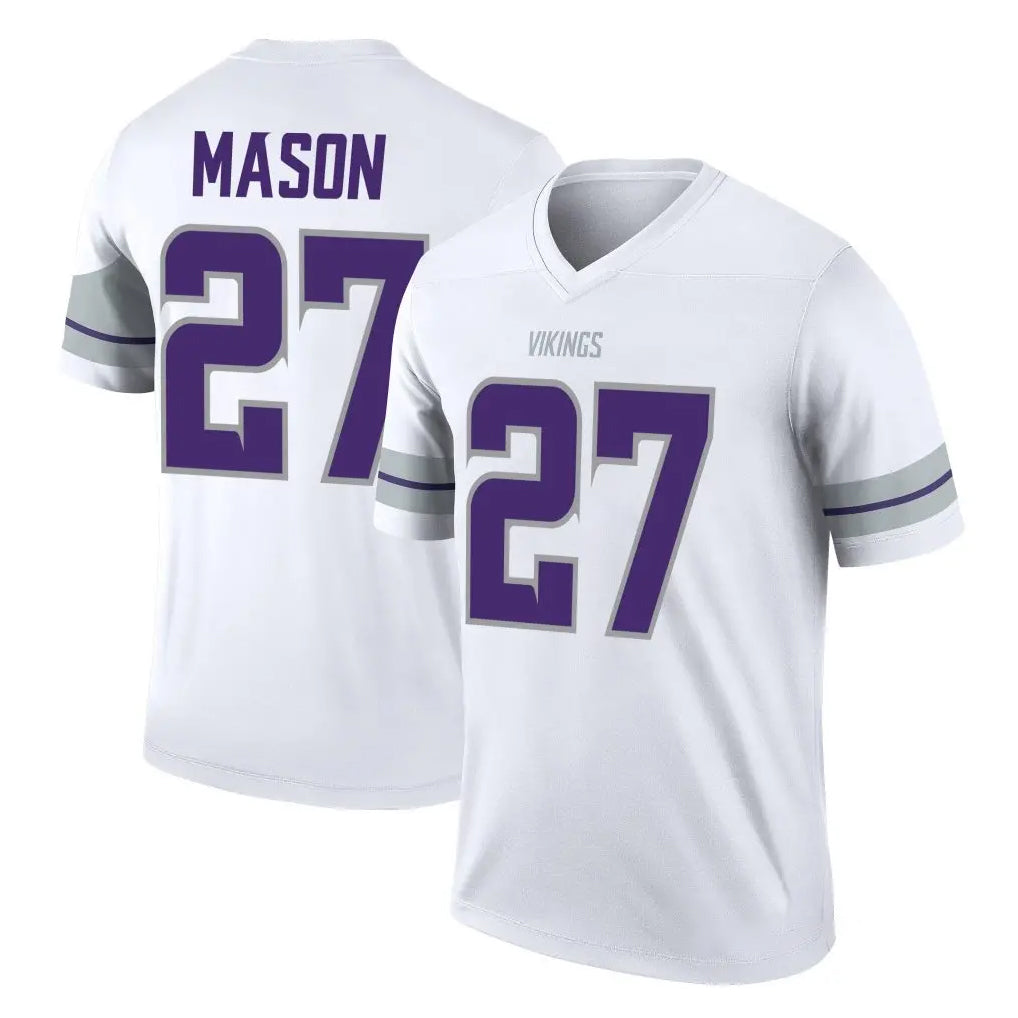 Blackjersey M.Vikings #27 Jordan Mason Player White Alternate Legend Home Game Stitched Jerseys