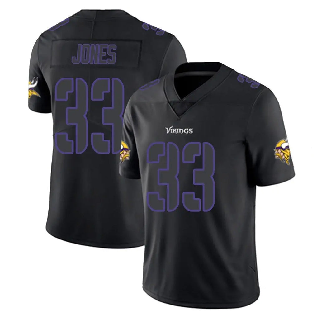 Blackjersey M.Vikings #33 Aaron Jones Sr. Player Black Impact LImited Home Game Stitched Jerseys