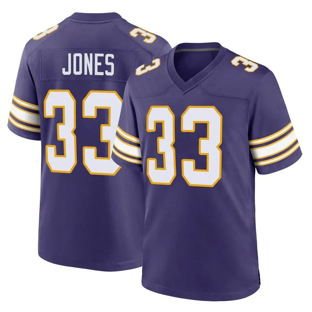 Blackjersey M.Vikings #33 Aaron Jones Sr. Player Purple Classic Home Game Stitched Jerseys