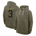 Blackjersey M.Vikings #3 Jordan Addison Player Olive Salute to Service Pullover Hoodies Limited Stitched Jerseys