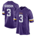Blackjersey M.Vikings #3 Jordan Addison Player Purple Home Game Stitched Jerseys