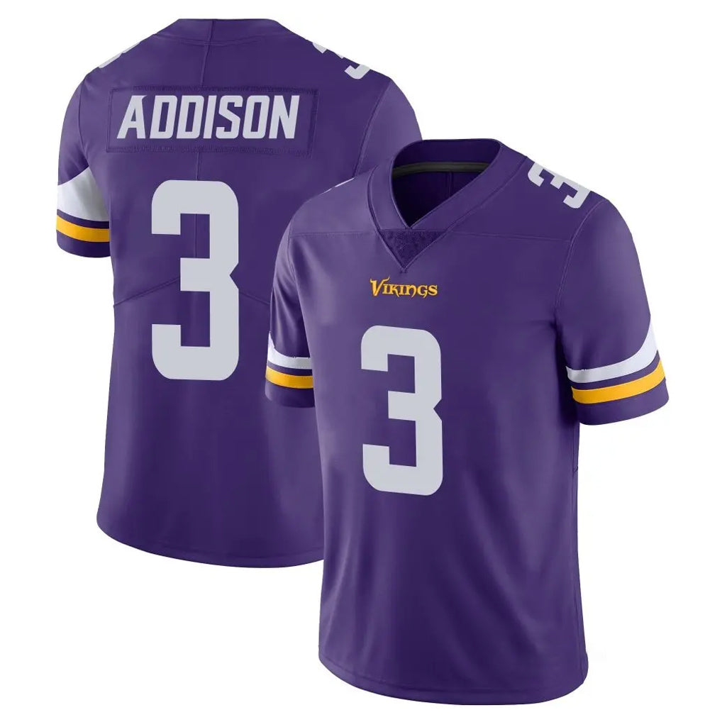 Blackjersey M.Vikings #3 Jordan Addison Player Purple Limited Vapor Untouchable Home Game Stitched Jerseys