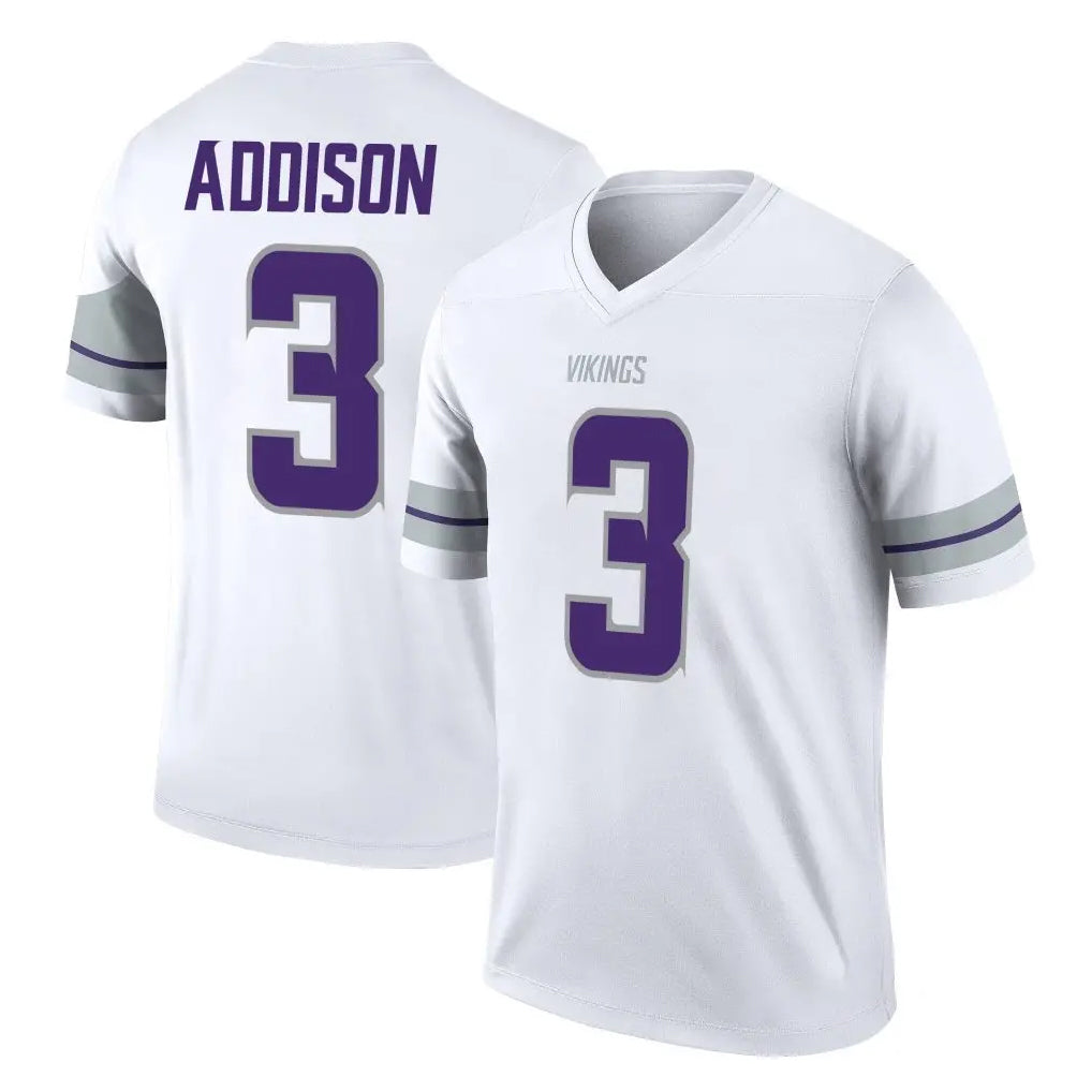 Blackjersey M.Vikings #3 Jordan Addison Player White Alternate Legend Home Game Stitched Jerseys