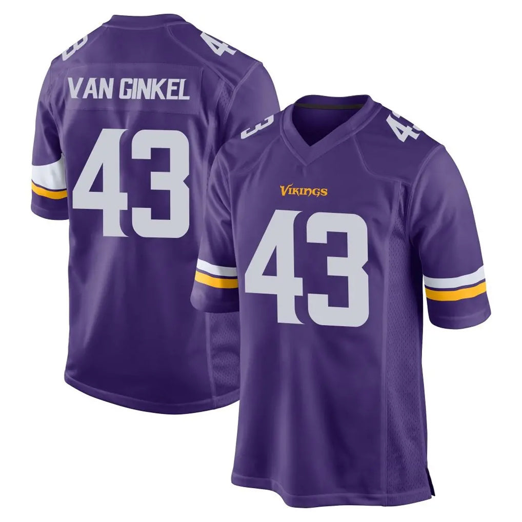 Blackjersey M.Vikings #43 Andrew Van Ginkel Player Purple Home Game Stitched Jerseys