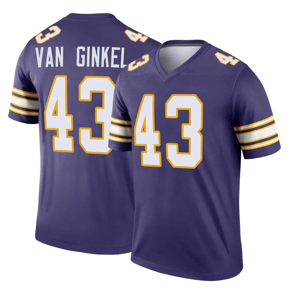 Blackjersey M.Vikings #43 Andrew Van Ginkel Player Purple Limited Classic Home Game Stitched Jerseys