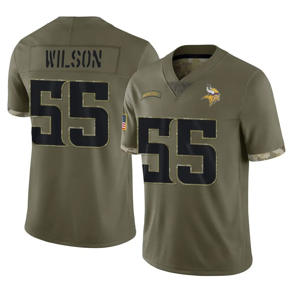 Blackjersey M.Vikings #55 Eric Wilson Player Olive Salute To Service Limited Stitched Jerseys