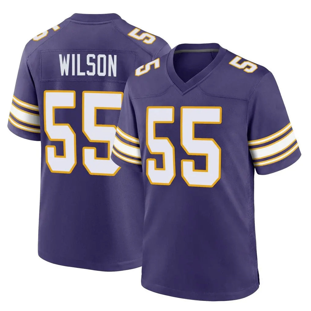 Blackjersey M.Vikings #55 Eric Wilson Player Purple Classic Home Game Stitched Jerseys
