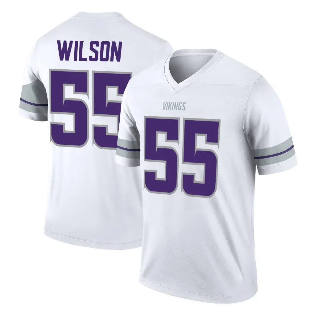 Blackjersey M.Vikings #55 Eric Wilson Player White Alternate Legend Home Game Stitched Jerseys