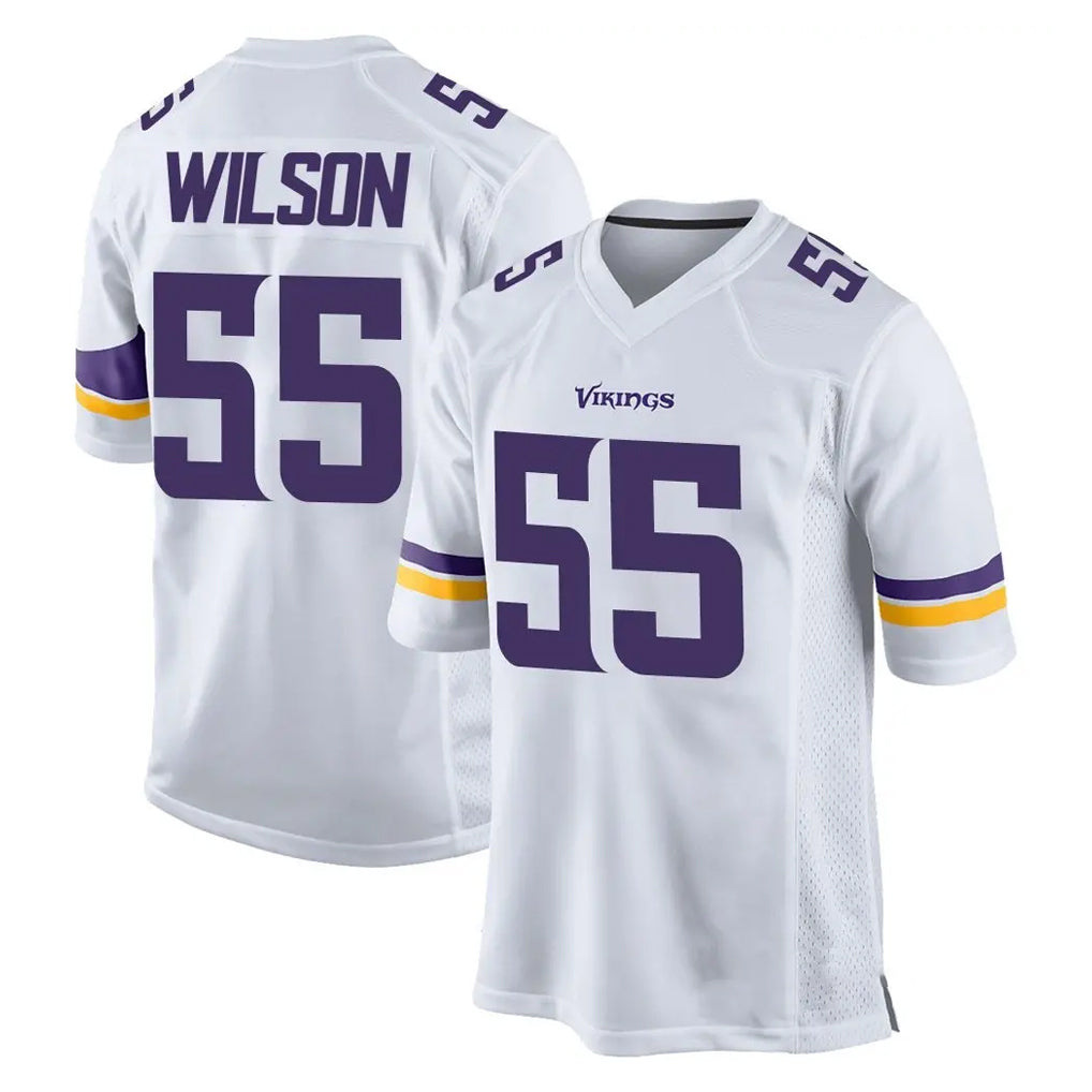 Blackjersey M.Vikings #55 Eric Wilson Player White Home Game Stitched Jerseys
