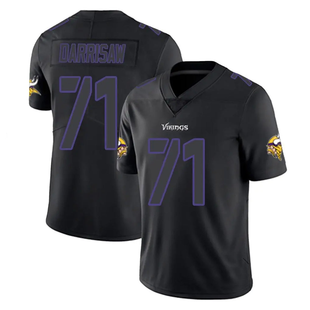 Blackjersey M.Vikings #71 Christian Darrisaw Player Black Impact LImited Home Game Stitched Jerseys