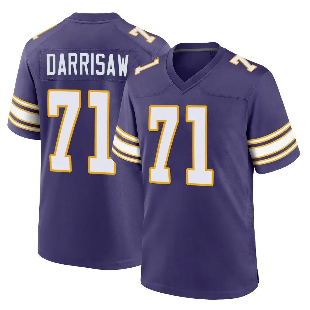 Blackjersey M.Vikings #71 Christian Darrisaw Player Purple Classic Home Game Stitched Jerseys