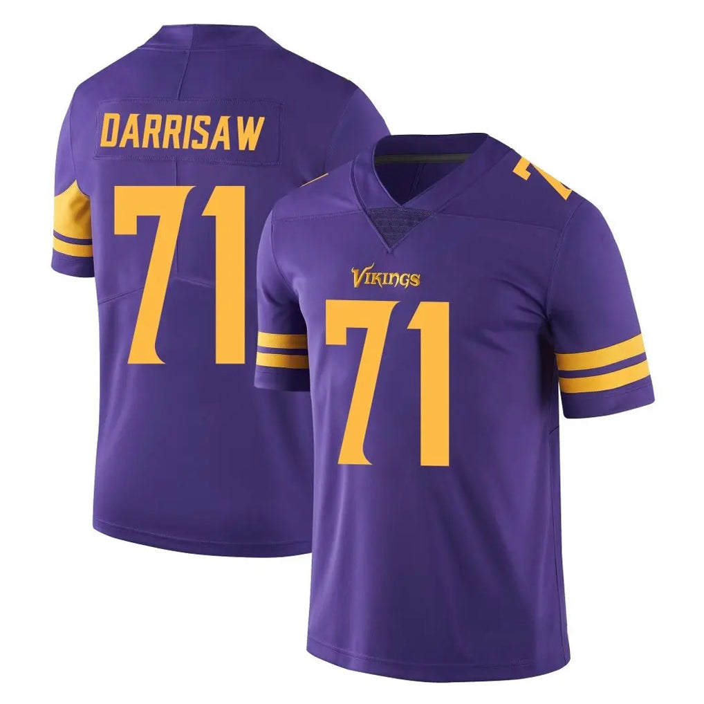Blackjersey M.Vikings #71 Christian Darrisaw Player Purple Limited Color Rush Home Game Stitched Jerseys