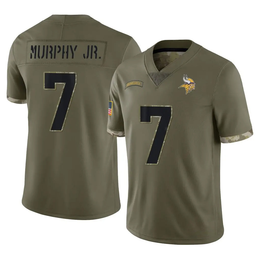 Blackjersey M.Vikings #7 Byron Murphy Jr. Player Olive Salute To Service Limited Stitched Jerseys