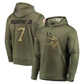 Blackjersey M.Vikings #7 Byron Murphy Jr. Player Olive Salute to Service Pullover Hoodies Home Game Stitched Jerseys