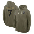Blackjersey M.Vikings #7 Byron Murphy Jr. Player Olive Salute to Service Pullover Hoodies Limited Stitched Jerseys