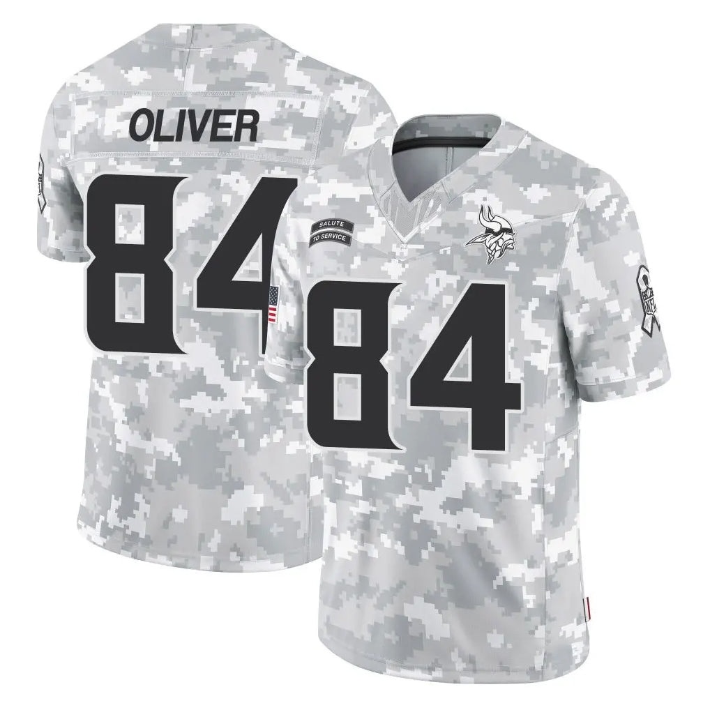 Blackjersey M.Vikings #84 Josh OliverPlayer Arctic Camo Salute To Service Limited Game Stitched Jerseys