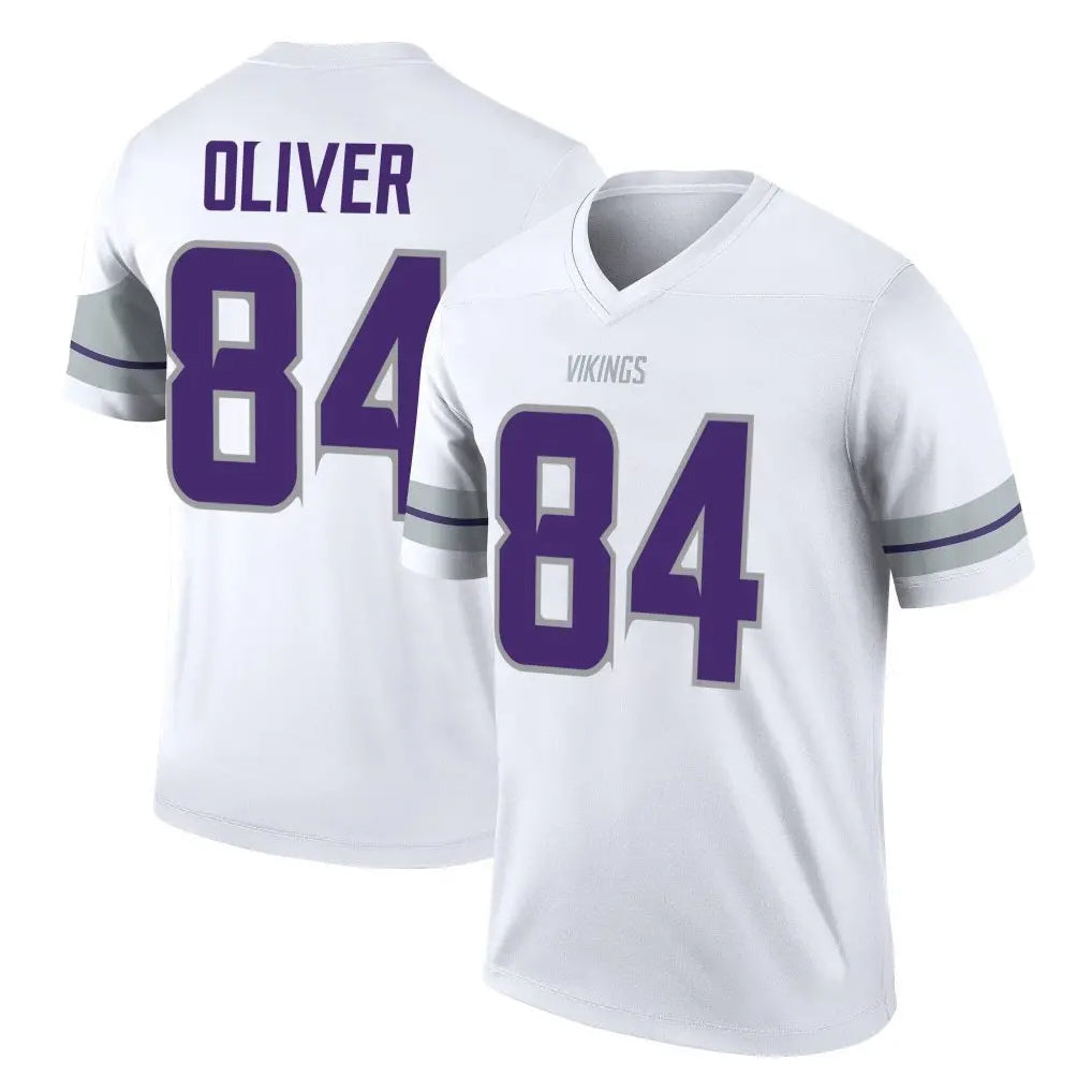 Blackjersey M.Vikings #84 Josh Oliver Player White Alternate Legend Home Game Stitched Jerseys