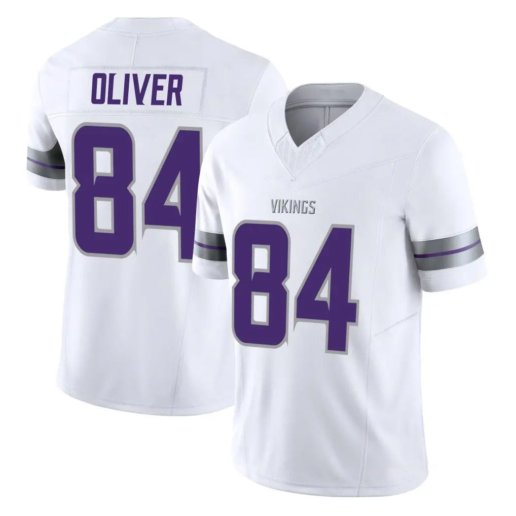 Blackjersey M.Vikings #84 Josh Oliver Player White Limited Alternate Vapor F.U.S.E. Home Game Stitched Jerseys