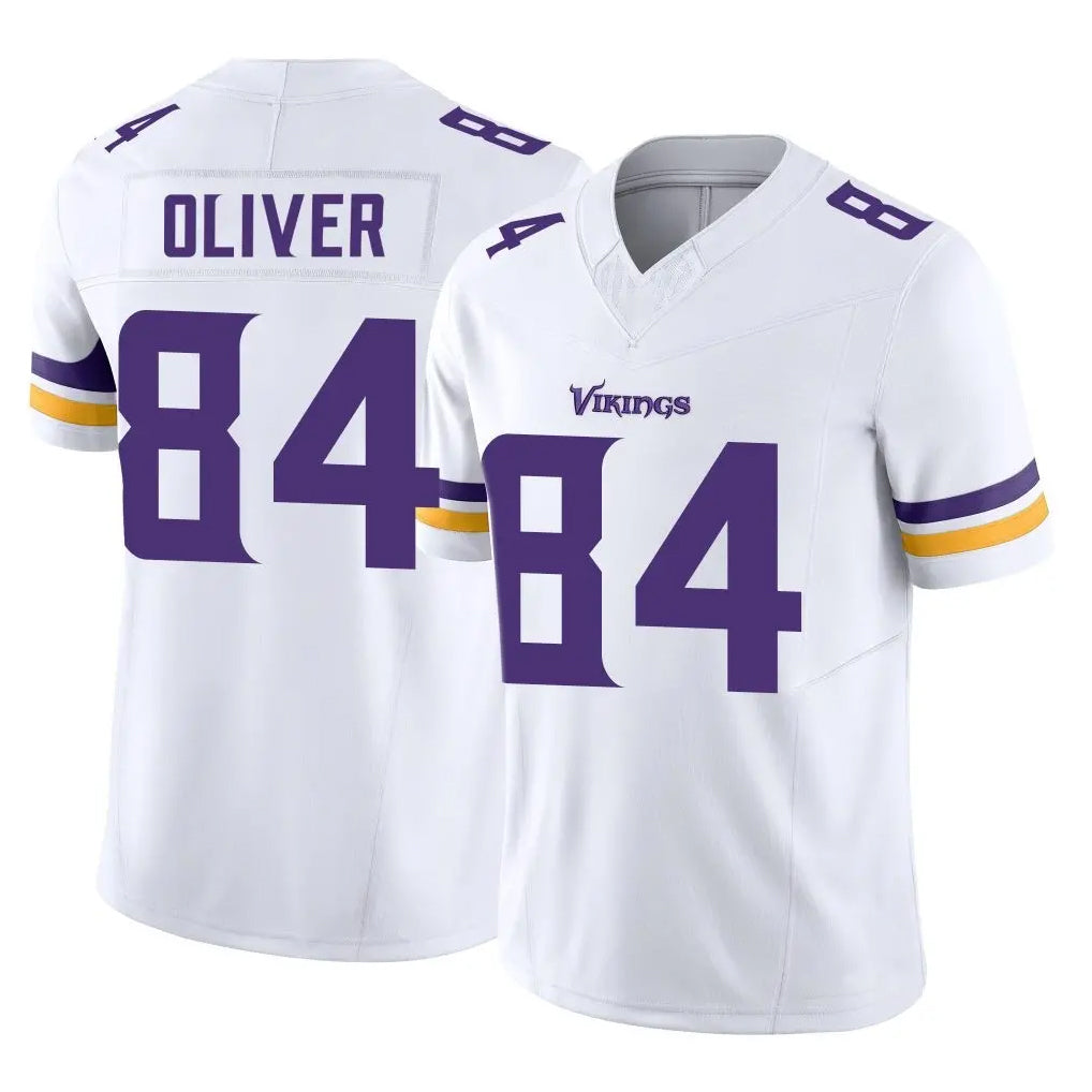 Blackjersey M.Vikings #84 Josh Oliver Player White Limited Vapor F.U.S.E. Home Game Stitched Jerseys