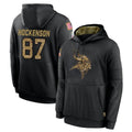 Blackjersey M.Vikings #87 T.J. Hockenson Player Black Salute to Service Hoodies Limited Game Stitched Jerseys