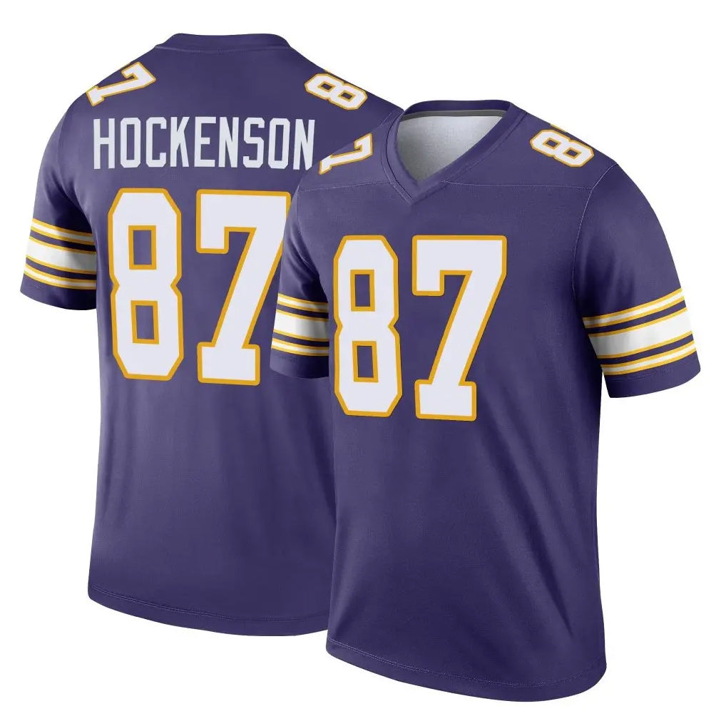 Blackjersey M.Vikings #87 T.J. Hockenson Player Purple Limited Classic Home Game Stitched Jerseys