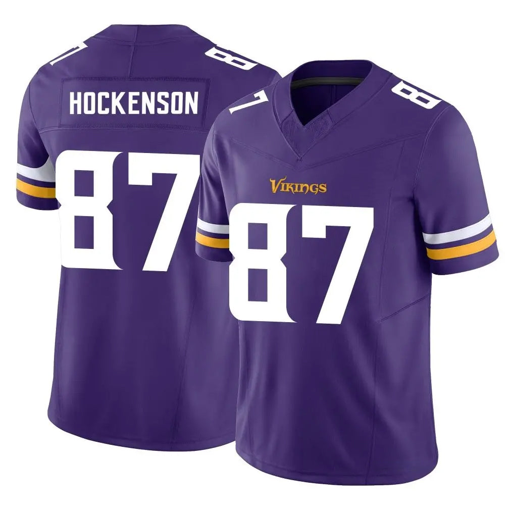 Blackjersey M.Vikings #87 T.J. Hockenson Player Purple Limited Vapor F.U.S.E. Home Game Stitched Jerseys