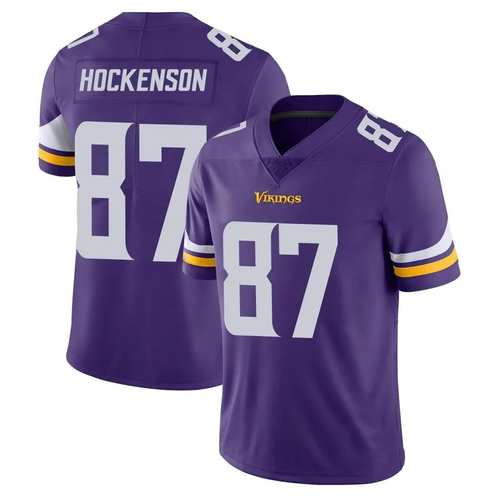 Blackjersey M.Vikings #87 T.J. Hockenson Player Purple Limited Vapor Untouchable Home Game Stitched Jerseys