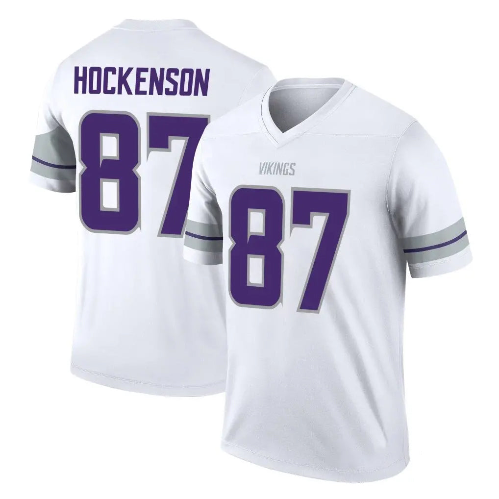 Blackjersey M.Vikings #87 T.J. Hockenson Player White Alternate Legend Home Game Stitched Jerseys