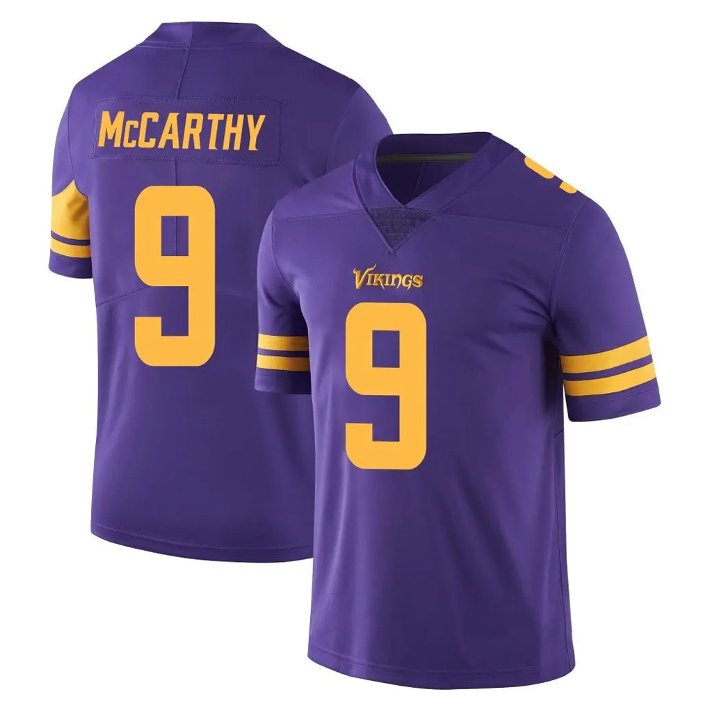 Blackjersey M.Vikings #9 J.J. McCarthy Player Purple Limited Color Rush Home Game Stitched Jerseys
