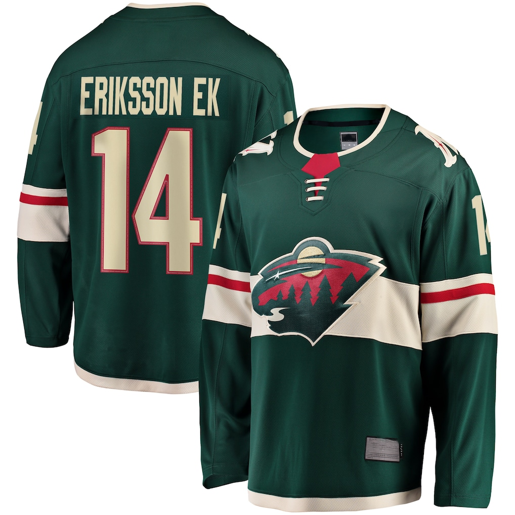 Blackjersey M.Wild #14 Joel Eriksson Ek Green Breakaway Jerseys