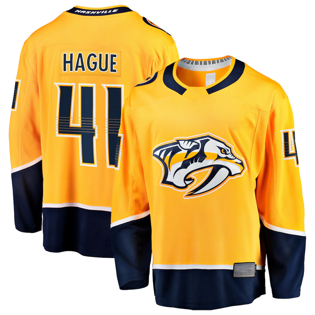 Blackjersey N.Predators #41 Nicolas Hague Gold Home Breakaway Jerseys