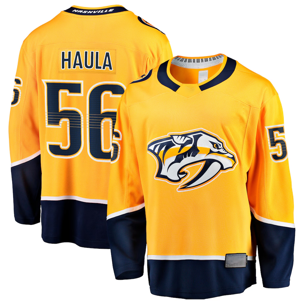 Blackjersey N.Predators #56 Erik Haula Gold Home Breakaway Jerseys