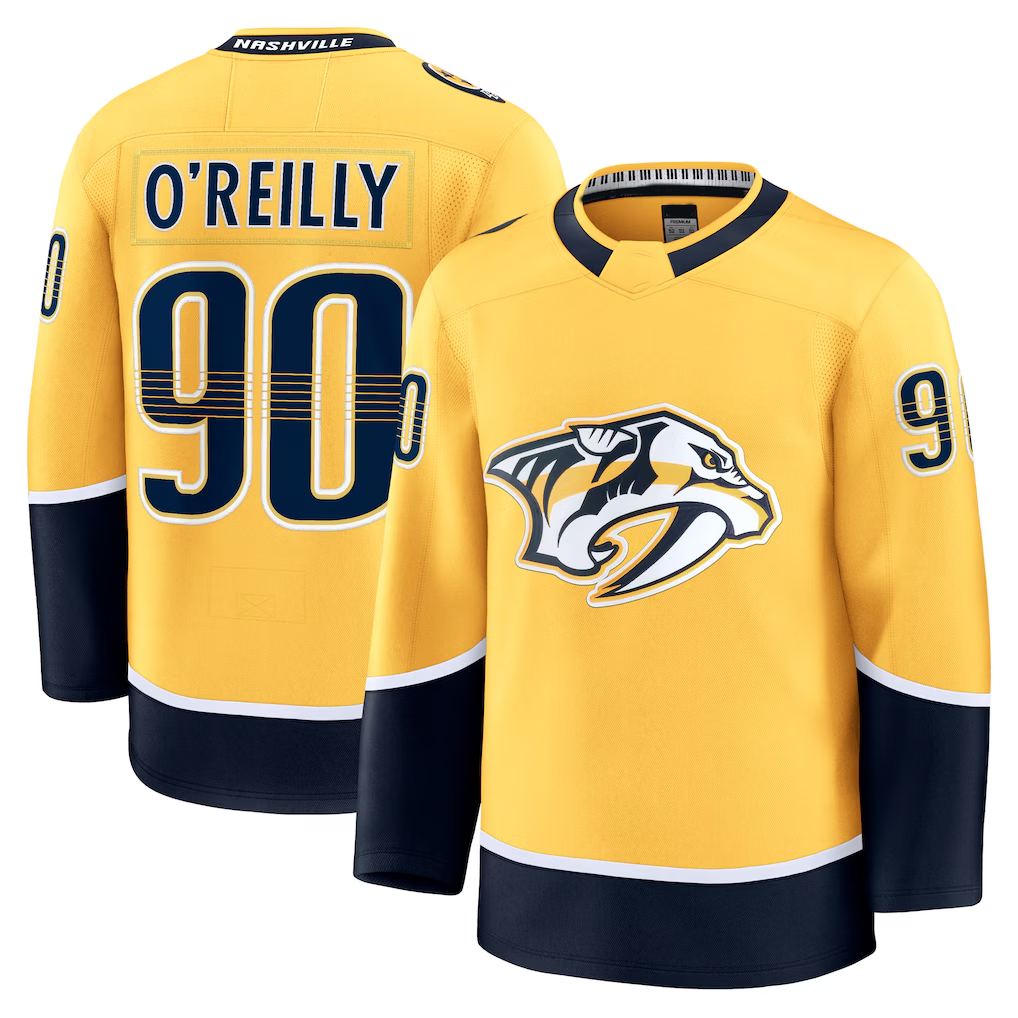Blackjersey N.Predators #90 Ryan O'Reilly Yellow Home Premium Jerseys