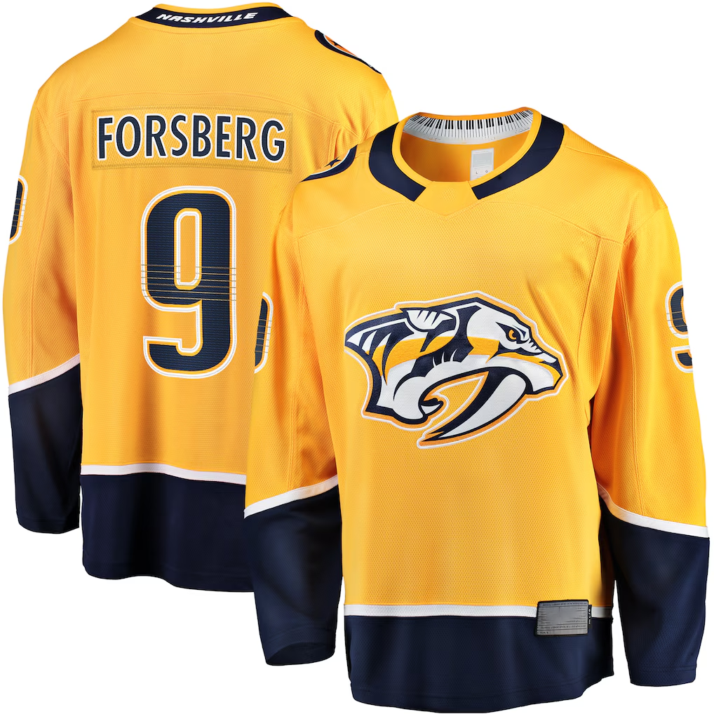 Blackjersey N.Predators #9 Filip Forsberg Gold Home Breakaway Jerseys