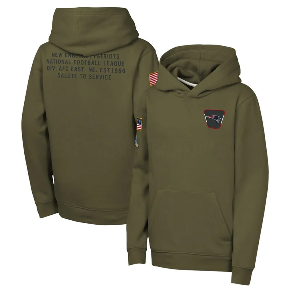 Blackjersey NE.Patriots Olive Salute to Service Pullover Hoodies Limited Blank Player Stitched Jerseys