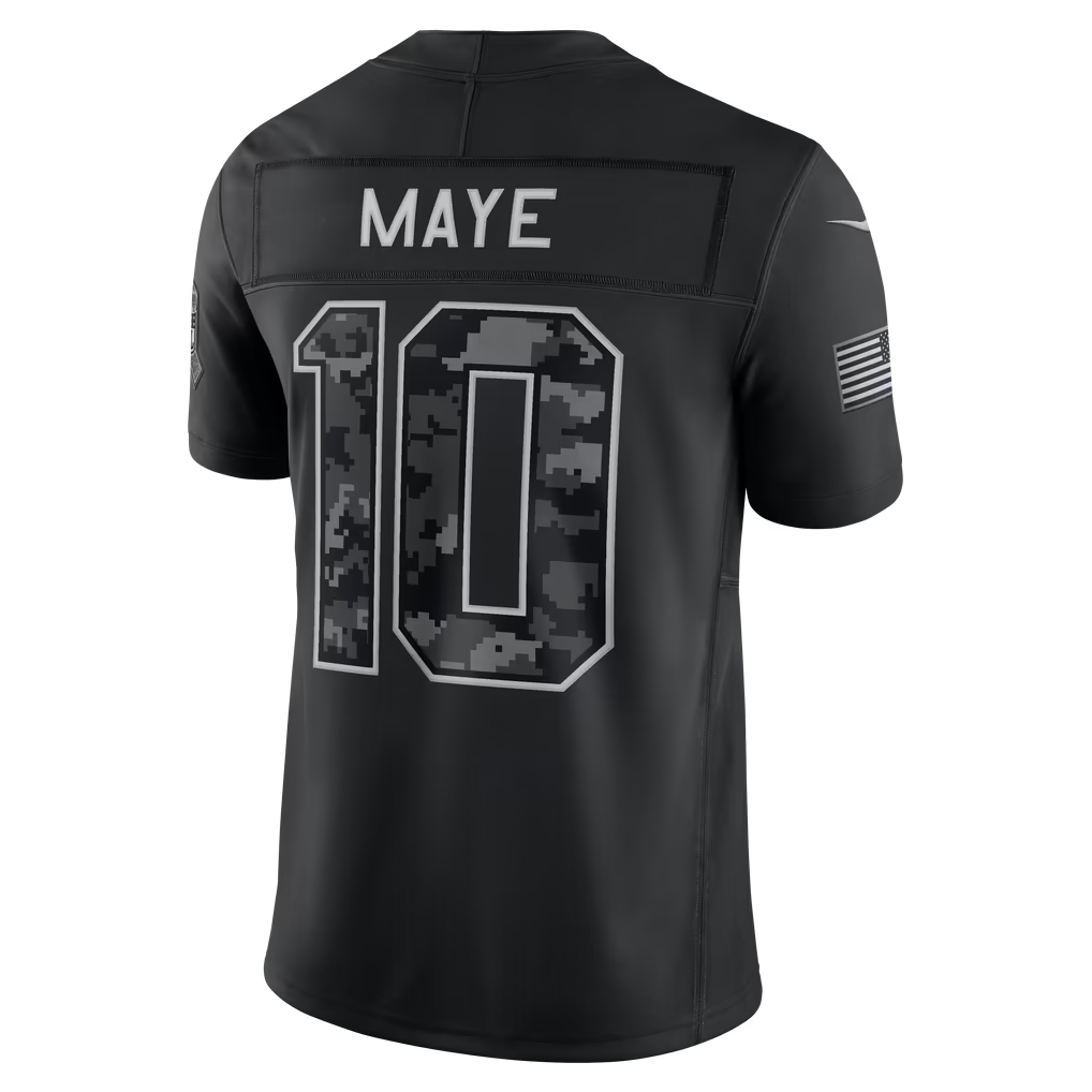 Blackjersey  NE.Patriots #10 Drake Maye Black 2026 Salute to Service Stitched Limited Jersey