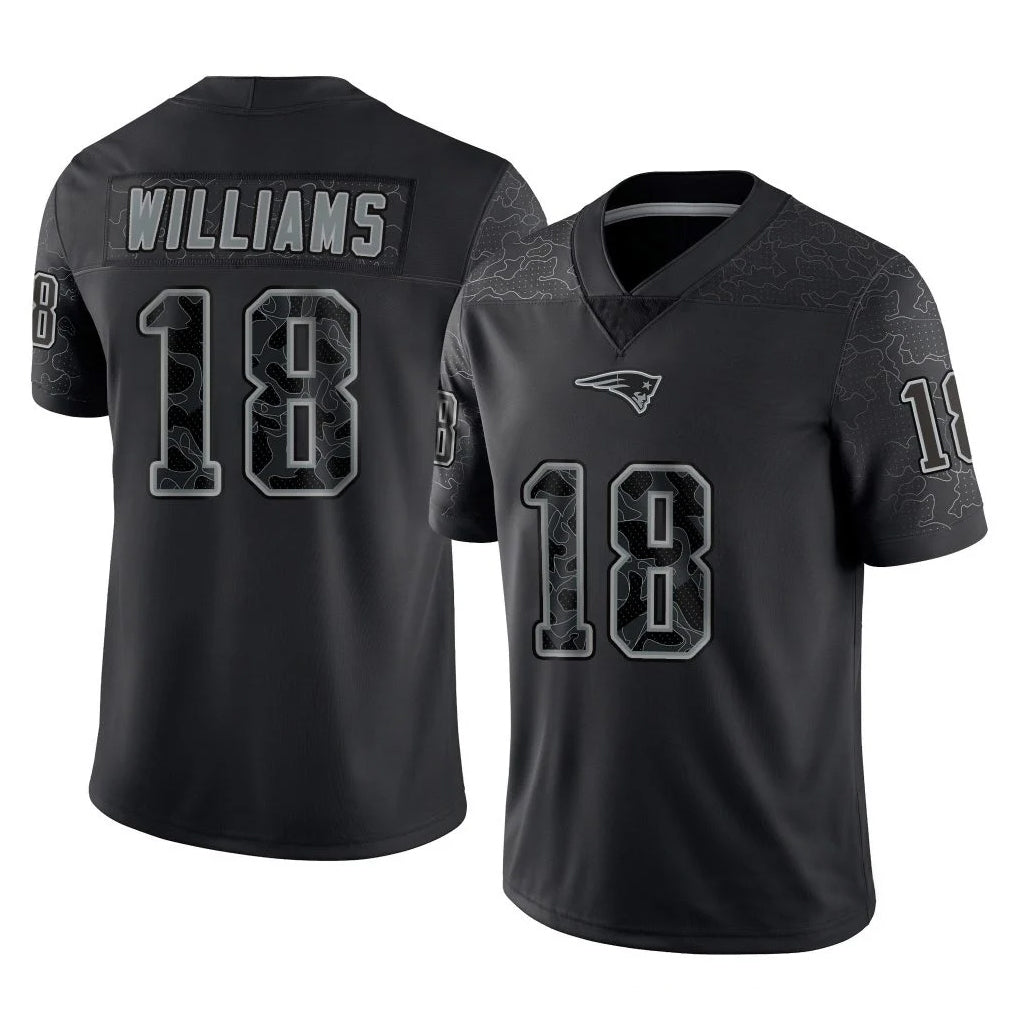 Blackjersey NE.Patriots #18 Kyle Williams Player Black Reflective LImited Home Game Stitched Jerseys