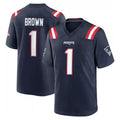Blackjersey NE.Patriots #1 A.J. Brown Player Navy Home Game Stitched Jerseys