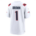 Blackjersey NE.Patriots #1 A.J. Brown Player White Home Game Stitched Jerseys