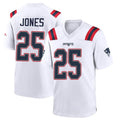 Blackjersey NE.Patriots #25 Marcus Jones Player White Home Game Stitched Jerseys