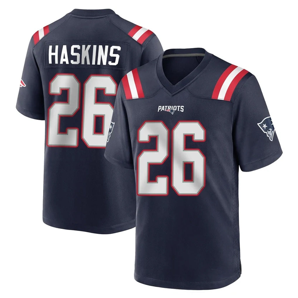 Blackjersey NE.Patriots #26 Hassan Haskins Navy Home Game Stitched Jerseys