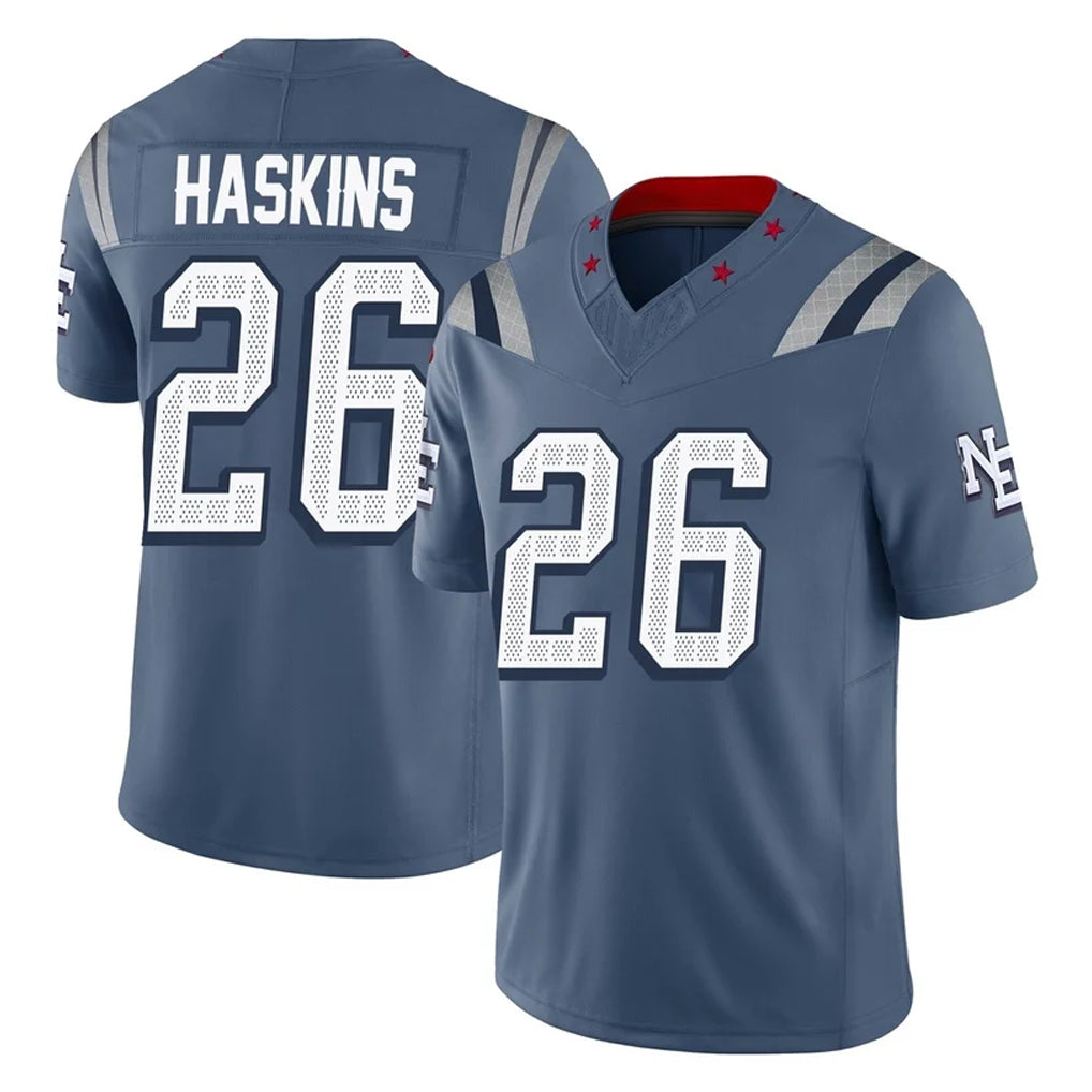 Blackjersey NE.Patriots #26 Hassan Haskins Player Blue Limited Rivalries Collection Home Game Stitched Jerseys
