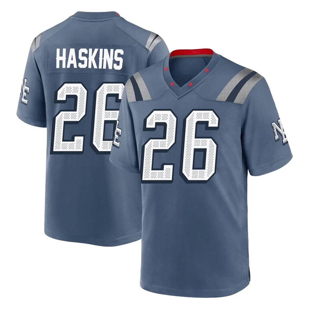 Blackjersey NE.Patriots #26 Hassan Haskins Player Blue Rivalries Collection Home Game Stitched Jerseys
