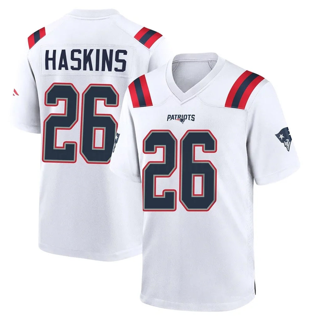 Blackjersey NE.Patriots #26 Hassan Haskins Player White Home Game Stitched Jerseys