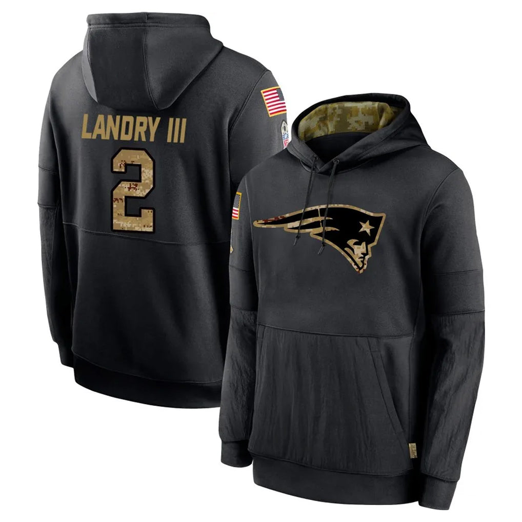 Blackjersey NE.Patriots #2 Harold Landry III Player Black Salute to Service Hoodies Limited Game Stitched Jerseys