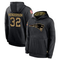Blackjersey NE.Patriots #32 TreVeyon Henderson Player Black Salute to Service Hoodies Limited Game Stitched Jerseys