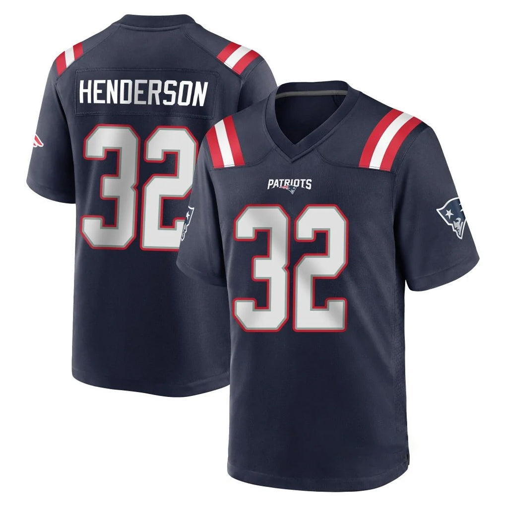 Blackjersey NE.Patriots #32 TreVeyon Henderson Player Navy Home Game Stitched Jerseys